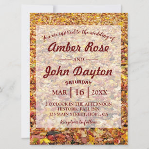 Herfst Gele Bladeren Rustic Wedding Invitations Kaart