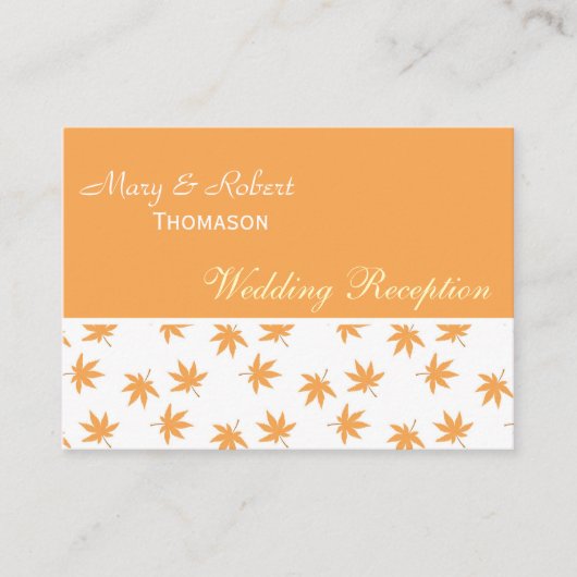 Herfst gele bladeren trouwreceptie informatiekaartje (Voorkant)