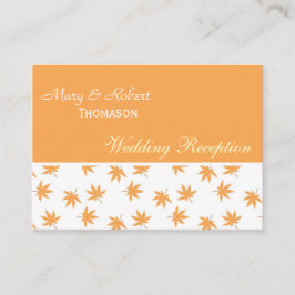 Herfst gele bladeren trouwreceptie informatiekaartje