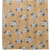 Herfst Gele mosterd Floral Shower Curtain Douchegordijn (Voorkant)