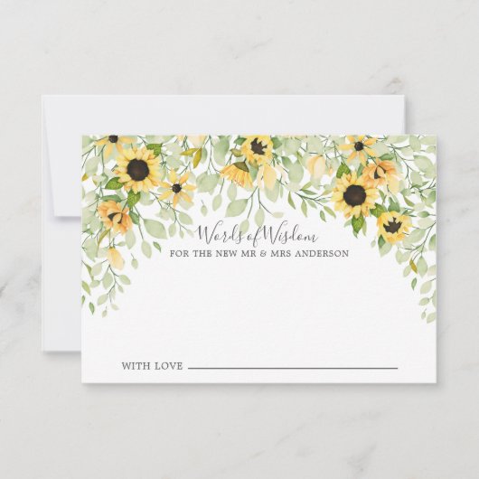 Herfst Gele Zonnebloem Bruid Woorden van Wijsheid Kaart (Voorkant)