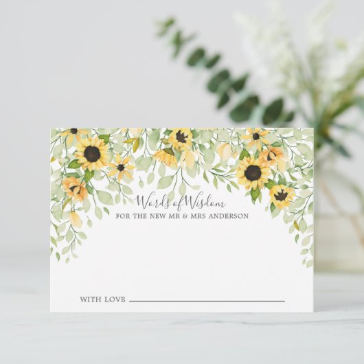 Herfst Gele Zonnebloem Bruid Woorden van Wijsheid Kaart (Staand voorkant)