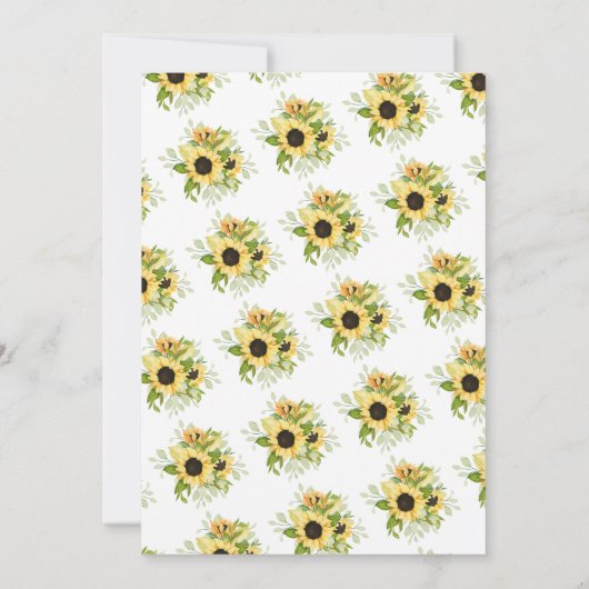 Herfst Gele Zonnebloem Bruiloftslunch Kaart (Achterkant)