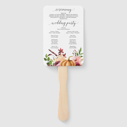 herfst gelukzaligheid herfst bruiloft programma fa handwaaier (Achterkant)