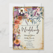 Herfst gemengde waterverf florale bruiloft Uitnodi Kaart (Voorkant)