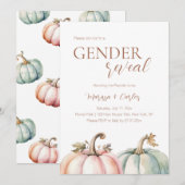 Herfst Gende Reveal Pastel Pompoen Uitnodiging (Voorkant / Achterkant)