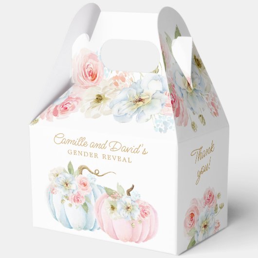 Herfst Gender onthulling pomkin Baby shower Bedankdoosjes (Voorkant)