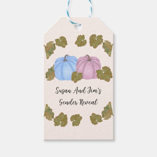 Herfst Gender Reveal Little Pumpkin Theme Cadeaulabel (Voorkant)