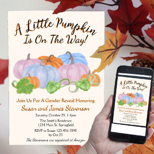 Herfst Gender Reveal Little Pumpkin Theme Invitati Kaart