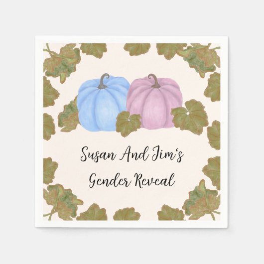 Herfst Gender Reveal Little Pumpkin Theme Napkins Servet (Voorkant)