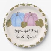 Herfst Gender Reveal Little Pumpkin Theme Papieren Bordje (Voorkant)
