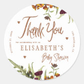 Herfst genderneutraal dank u baby shower gunst ronde sticker (Voorkant)