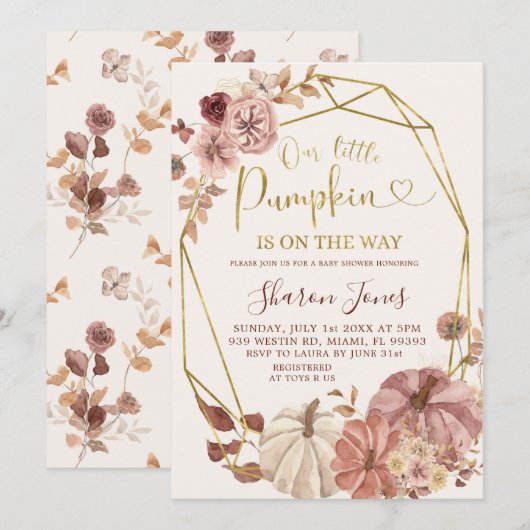 Herfst Geometric Boho Floral Pumpkin is onderweg Kaart (Voorkant / Achterkant)