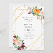 Herfst Geometric Floral Autumn Wedding Kaart (Voorkant)