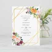 Herfst Geometric Floral Autumn Wedding Kaart (Staand voorkant)