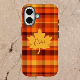 Herfst Geometrisch Oranje Plaid Iphone 16 hoesje