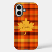 Herfst Geometrisch Oranje Plaid Iphone 16 hoesje (Achterkant)