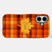 Herfst Geometrisch Oranje Plaid Iphone 16 hoesje (Achterkant (horizontaal))