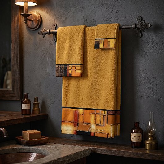 Herfst geometrische badhanddoekenset bad handdoek