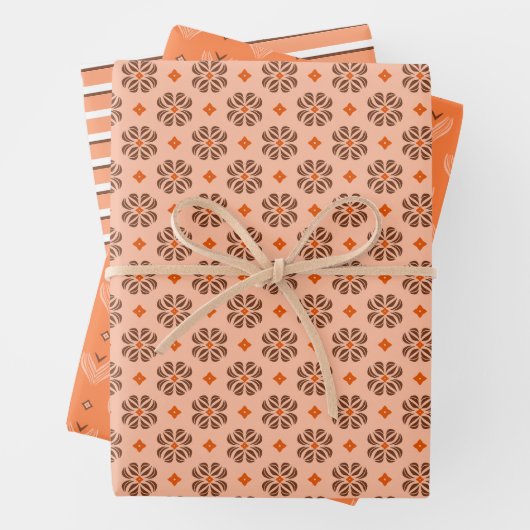 Herfst geometrische patroonset van wikkelpapier inpakpapier vel (In situ)