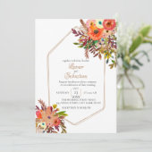 Herfst Geometrische Waterverf Floral Wedding Kaart (Staand voorkant)