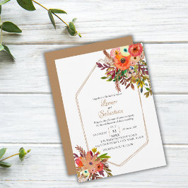 Herfst Geometrische Waterverf Floral Wedding Kaart