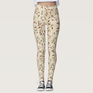 Herfst geperst blad in bruin goud en olijf leggings
