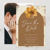 Herfst geperst Bloem Foto bruiloft Bewaar de datum Save The Date (Voorkant / Achterkant)