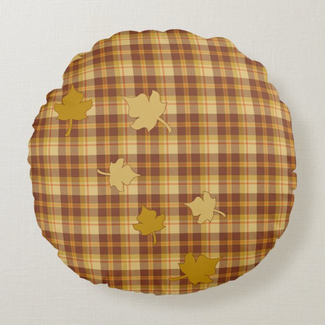 Herfst geplakt Collectie, leest Rand Accent Pillow Rond Kussen (Voorkant)