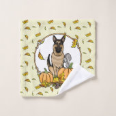 Herfst German Shepherd Dog (zwart-tan) Pumpkins Cu Bad Handdoek (Wasdoekje)
