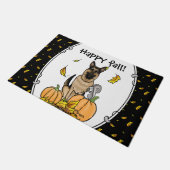 Herfst German Shepherd Dog (zwart-tan) Pumpkins Cu Deurmat (Schuin)