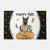 Herfst German Shepherd Dog (zwart-tan) Pumpkins Cu Deurmat (Voorkant)