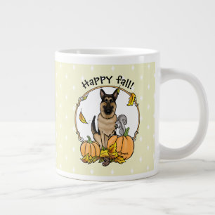 Herfst German Shepherd Dog (zwart-tan) Pumpkins Cu Grote Koffiekop