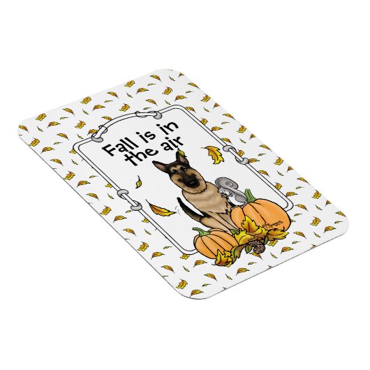 Herfst German Shepherd Dog (zwart-tan) Pumpkins Cu Magneet (Rechterzijde)