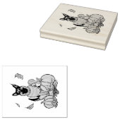 Herfst German Shepherd Dog (zwart-tan) Pumpkins Cu Rubberstempel (Gestempeld)