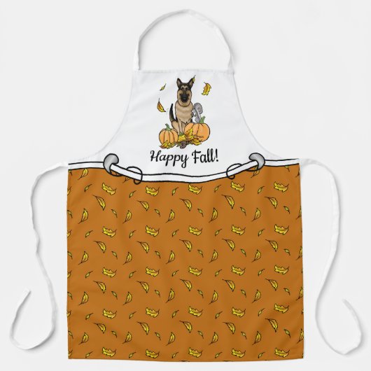 Herfst German Shepherd Dog (zwart-tan) Pumpkins Cu Schort (Voorkant)