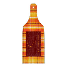 Herfst geruit oranje huisdecoratie herfstseizoen snijplank