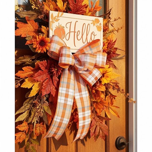 Herfst geruit satijnen lint