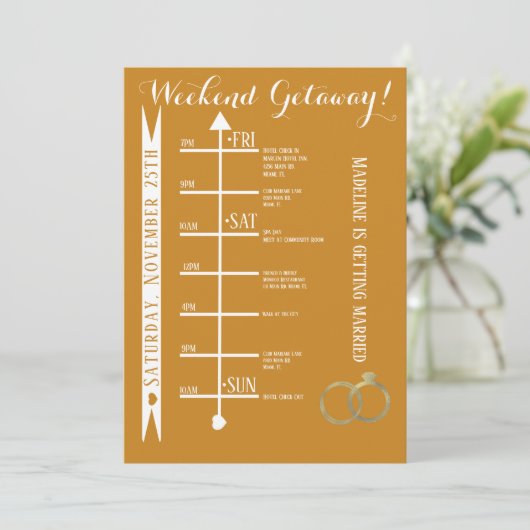 Herfst Geruite Bachelorette-weekenduitstap Itinera Kaart (Staand voorkant)