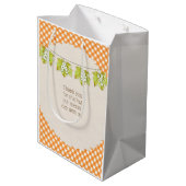 Herfst Geruite Beer Pompoen Bladeren Medium Cadeauzakje (Achterkant Gekanteld)