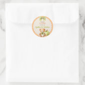 Herfst Geruite Beer Pompoen Bladeren Ronde Sticker (Tas)