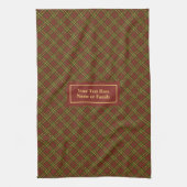 Herfst geruite keukendoek Elegant Monogram Accent Theedoek (Verticaal)