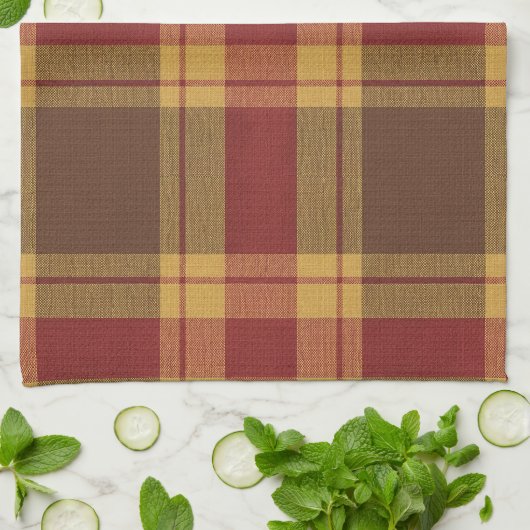 Herfst geruite namaak stof keukenhanddoek (Gevouwen)
