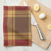 Herfst geruite namaak stof keukenhanddoek (Quarter Fold)