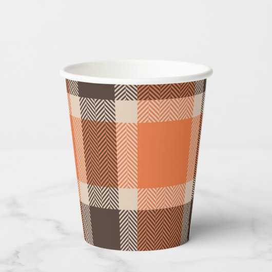 Herfst geruite papieren beker (Achterkant)