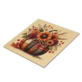 Herfst Geruite Pompoen Keramische Tegel Tegeltje (Zijkant)