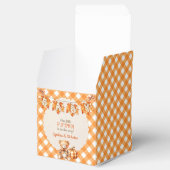 Herfst geruite teddybeer pompoen bladeren bedankdoosjes (Geopend)
