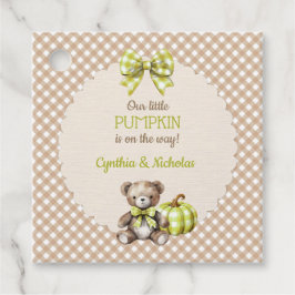 Herfst Geruite Teddybeer Pompoen Bladeren Bedankjes Labels