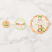 Herfst geruite teddybeer pompoen bladeren confetti (Achterkanten)