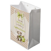Herfst Geruite Teddybeer Pompoen Bladeren Medium Cadeauzakje (Voorkant Gekanteld)